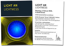 St. Ursula Einladungskarte, licht an lichtmess, lichtkunst, kunst, licht, lichtaktion, 